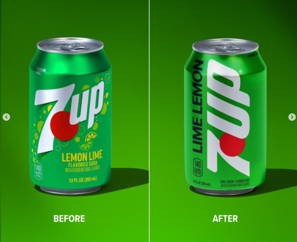 Avant Après le visuel de la canette 7UP